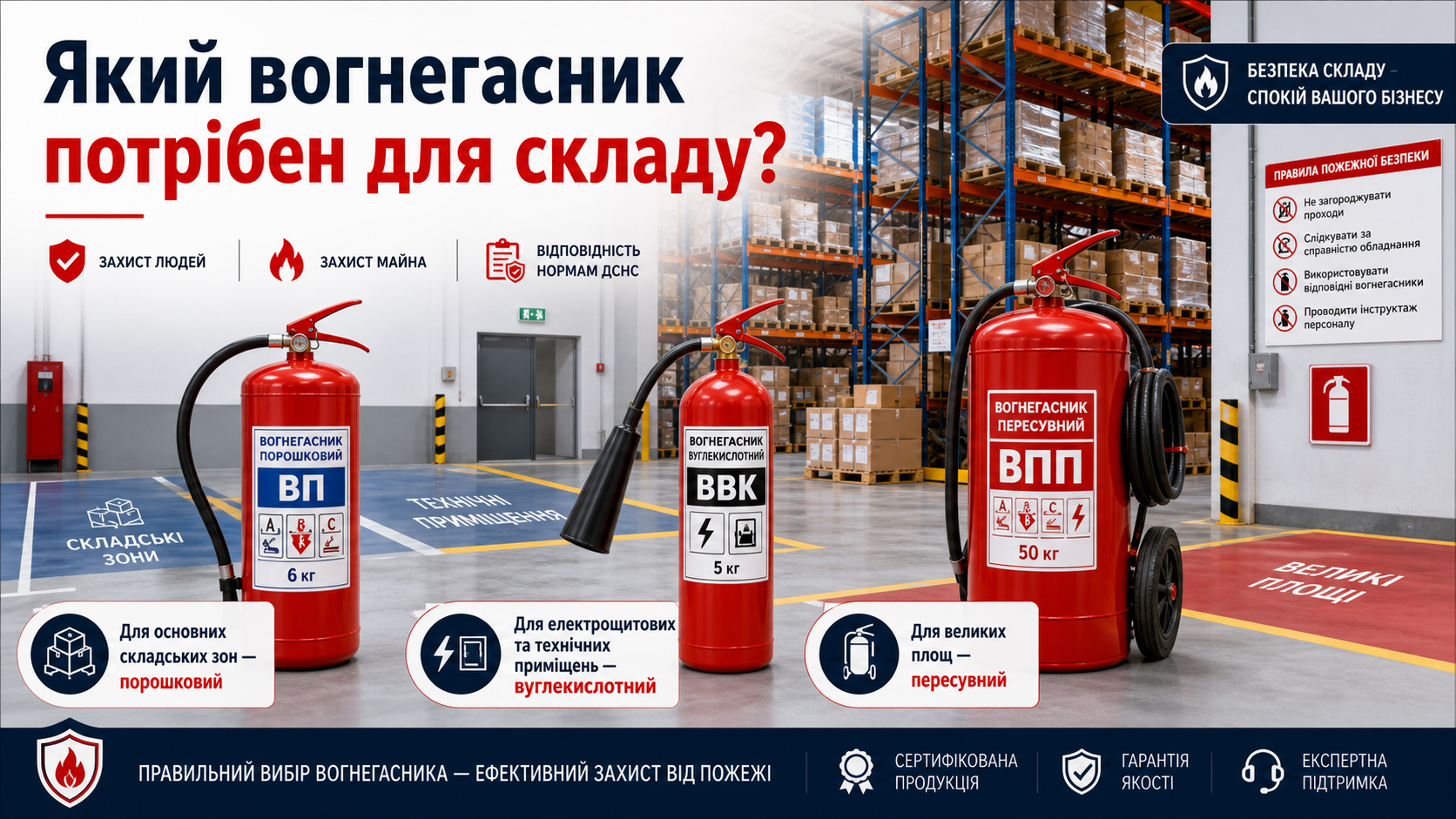 Який вогнегасник потрібен для складу